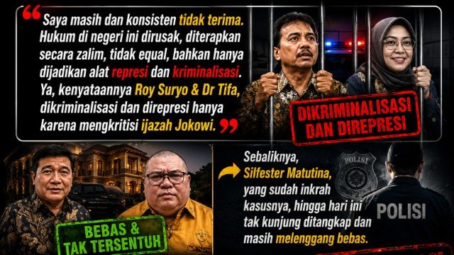 Hukum Tebang Pilih Roy Suryo Cs Ditahan Karena Kritik Ijazah, Napi Pendukung Jokowi Malah Bebas Berkeliaran!