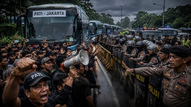 WADUH! Rombongan 4 Bus Warga Pati Demo 27 Agustus 'Dicegat' Aparat Saat Menuju Jakarta